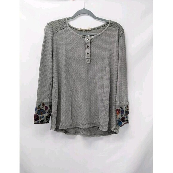 Soft Surroundings Tops - Soft Surroundings Women Lyocell Cotton  Tunic Henley Shirt Embroidered Large P